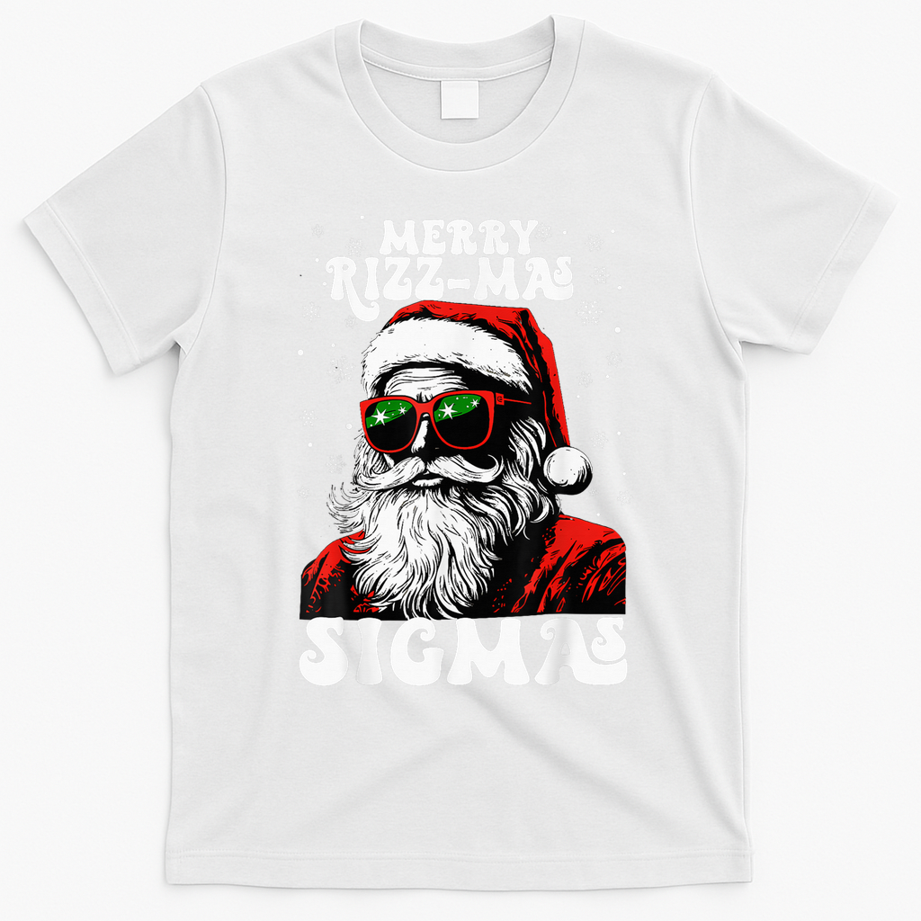 Merry Riz Z Mas Sigmas Funny Gen Alpha Xmas Santa Christmas T-Shirt - White