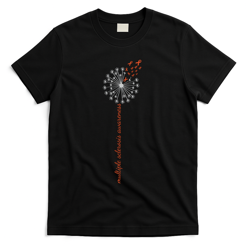 Multiple Sclerosis Dandelion MS Awareness T-Shirt - Black