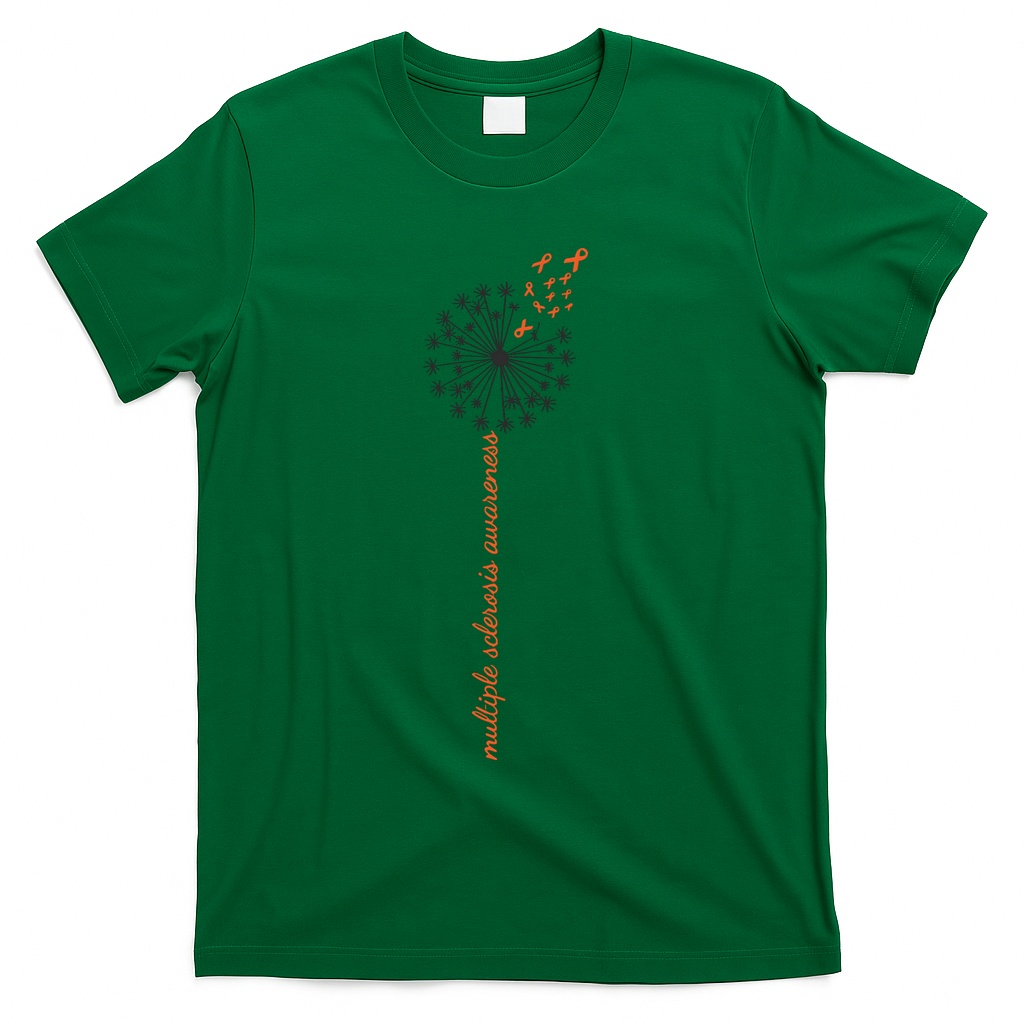Multiple Sclerosis Dandelion MS Awareness T-Shirt - Green
