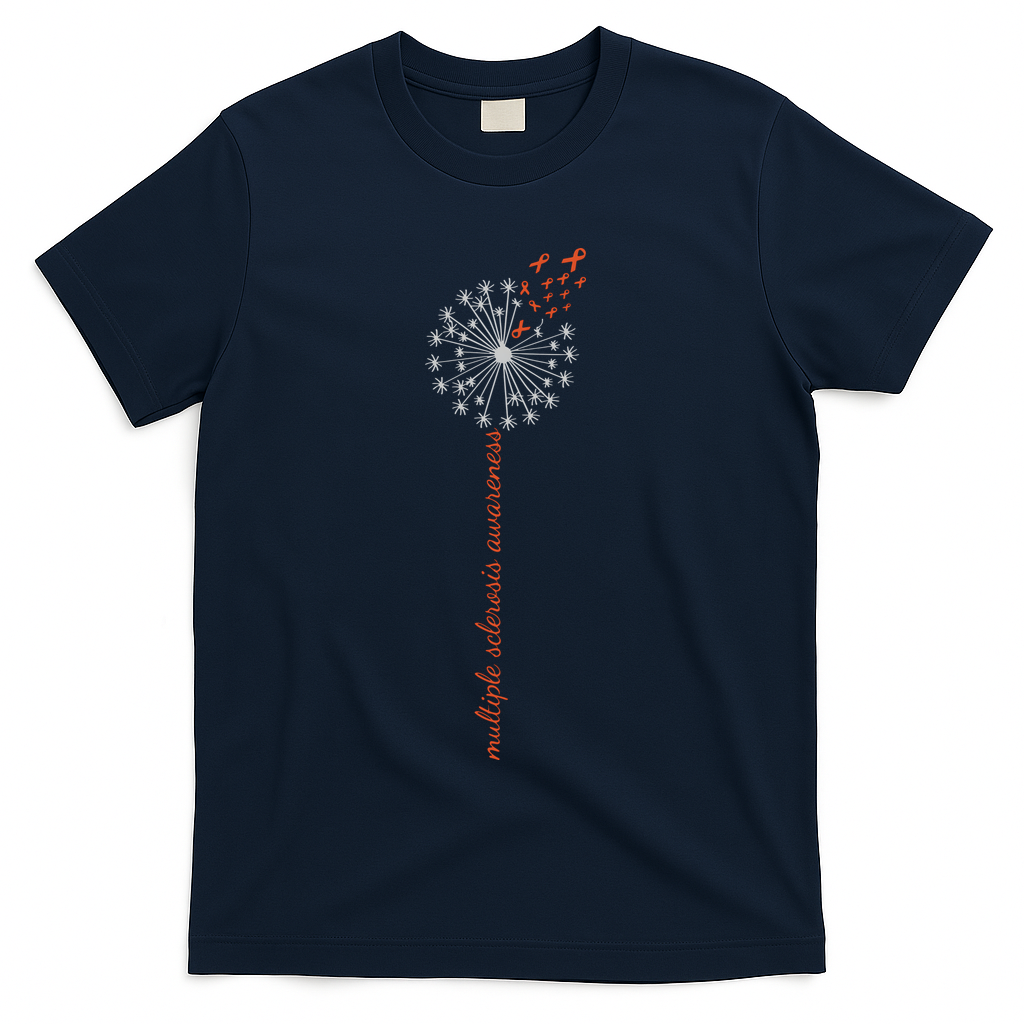 Multiple Sclerosis Dandelion MS Awareness T-Shirt - Navy