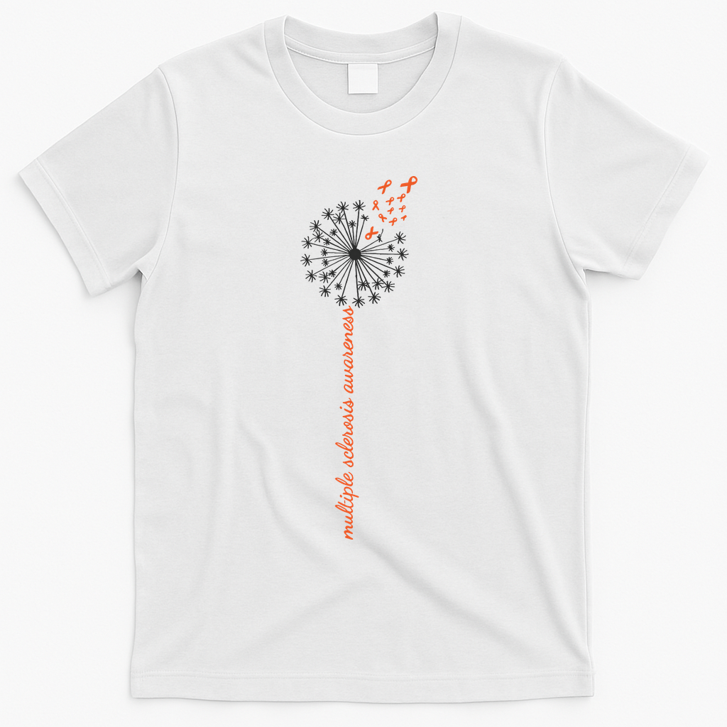 Multiple Sclerosis Dandelion MS Awareness T-Shirt - White
