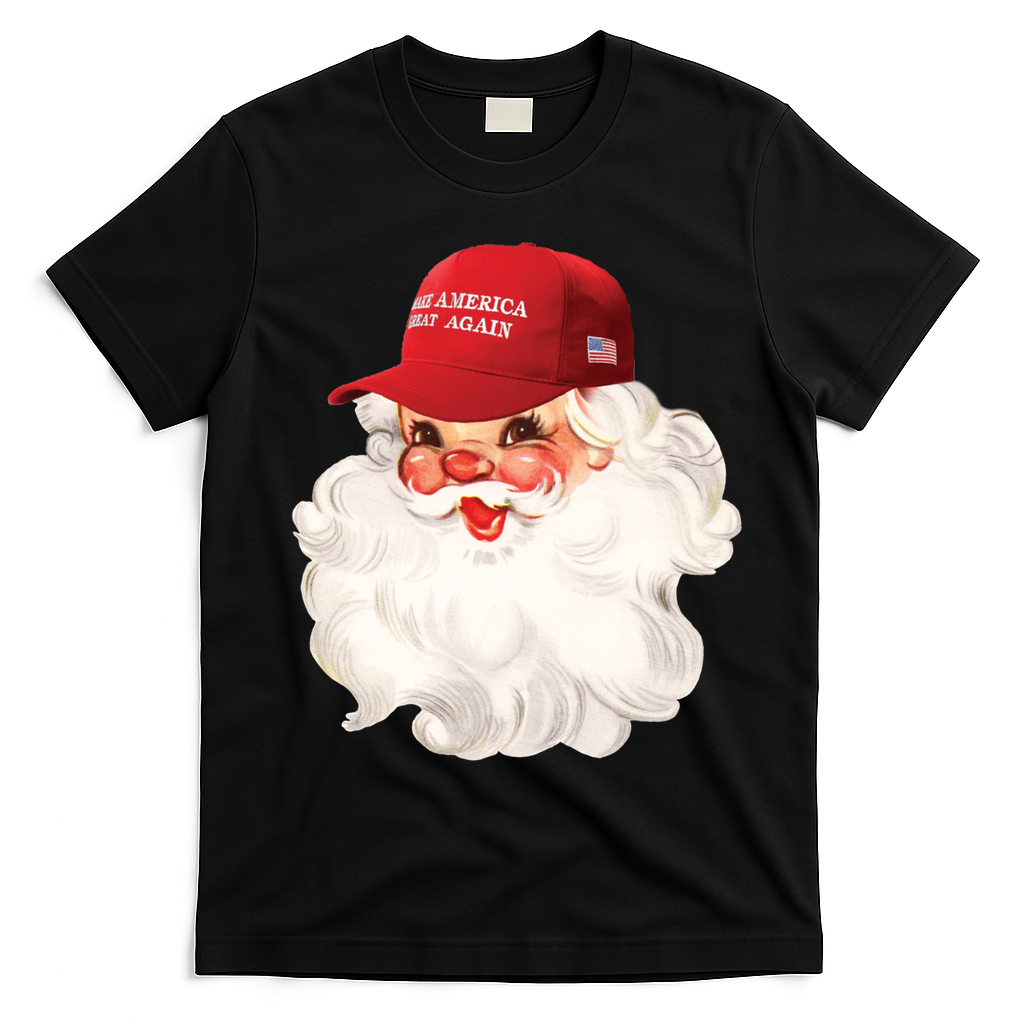 Maga Santa Retro Santa Maga Hat Funny Trump Christmas Gift T-Shirt - Black