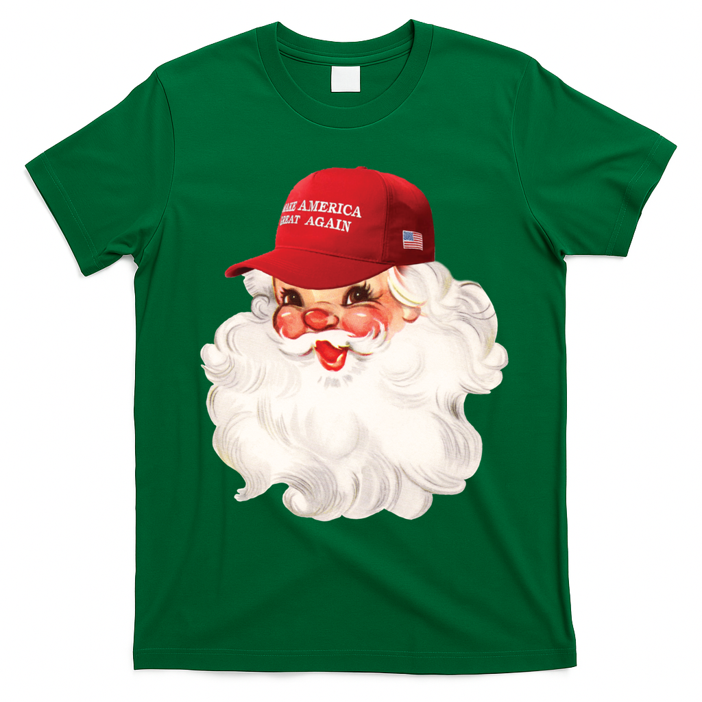 Maga Santa Retro Santa Maga Hat Funny Trump Christmas Gift T-Shirt - Irish Green
