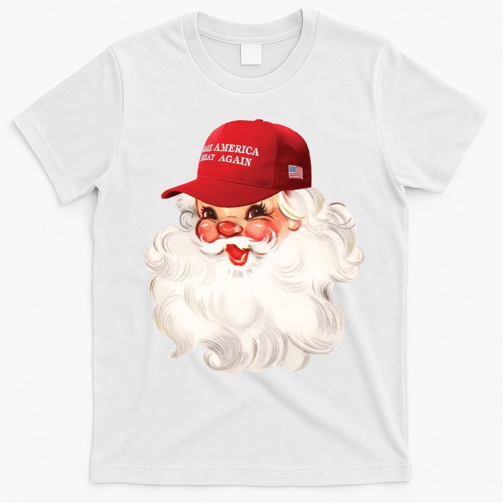 Maga Santa Retro Santa Maga Hat Funny Trump Christmas Gift T-Shirt - White