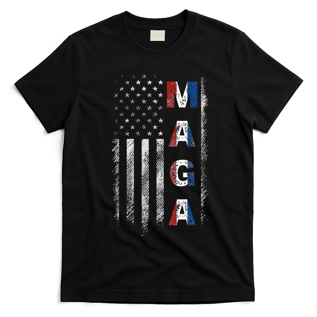 Maga Trump 2024 Us Flag American T-Shirt - Black