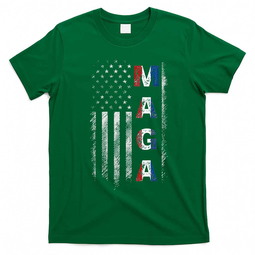 Maga Trump 2024 Us Flag American T-Shirt - Irish Green