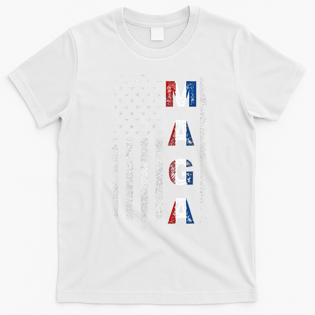 Maga Trump 2024 Us Flag American T-Shirt - White