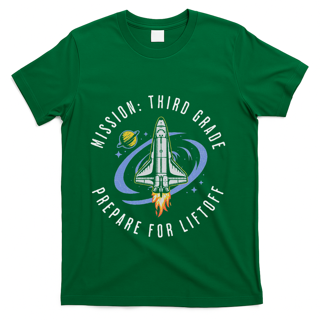 Mission Third Grade Space Rocket Back To School Vi T-Shirt - Green