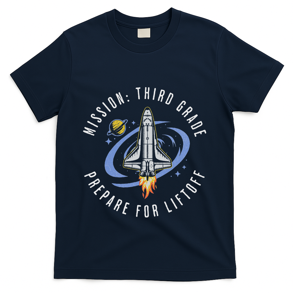 Mission Third Grade Space Rocket Back To School Vi T-Shirt - Navy