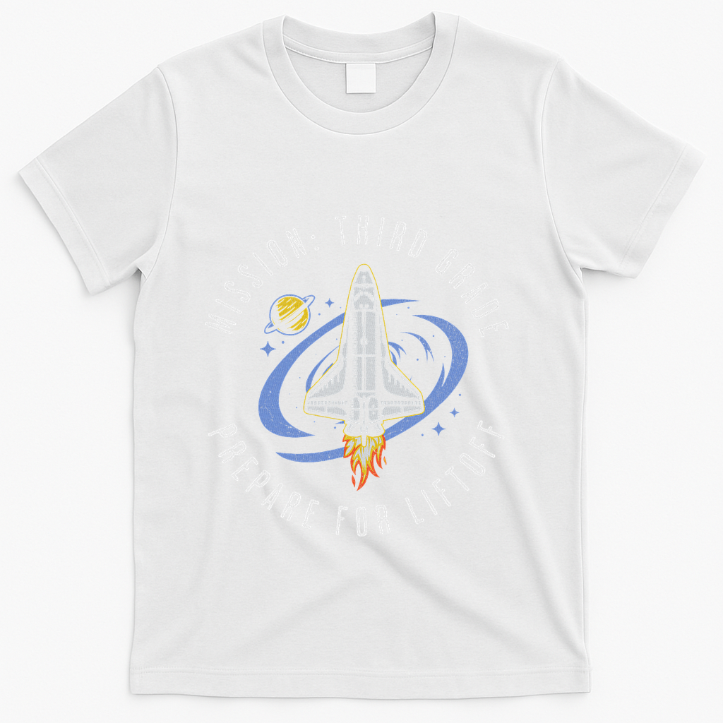 Mission Third Grade Space Rocket Back To School Vi T-Shirt - White