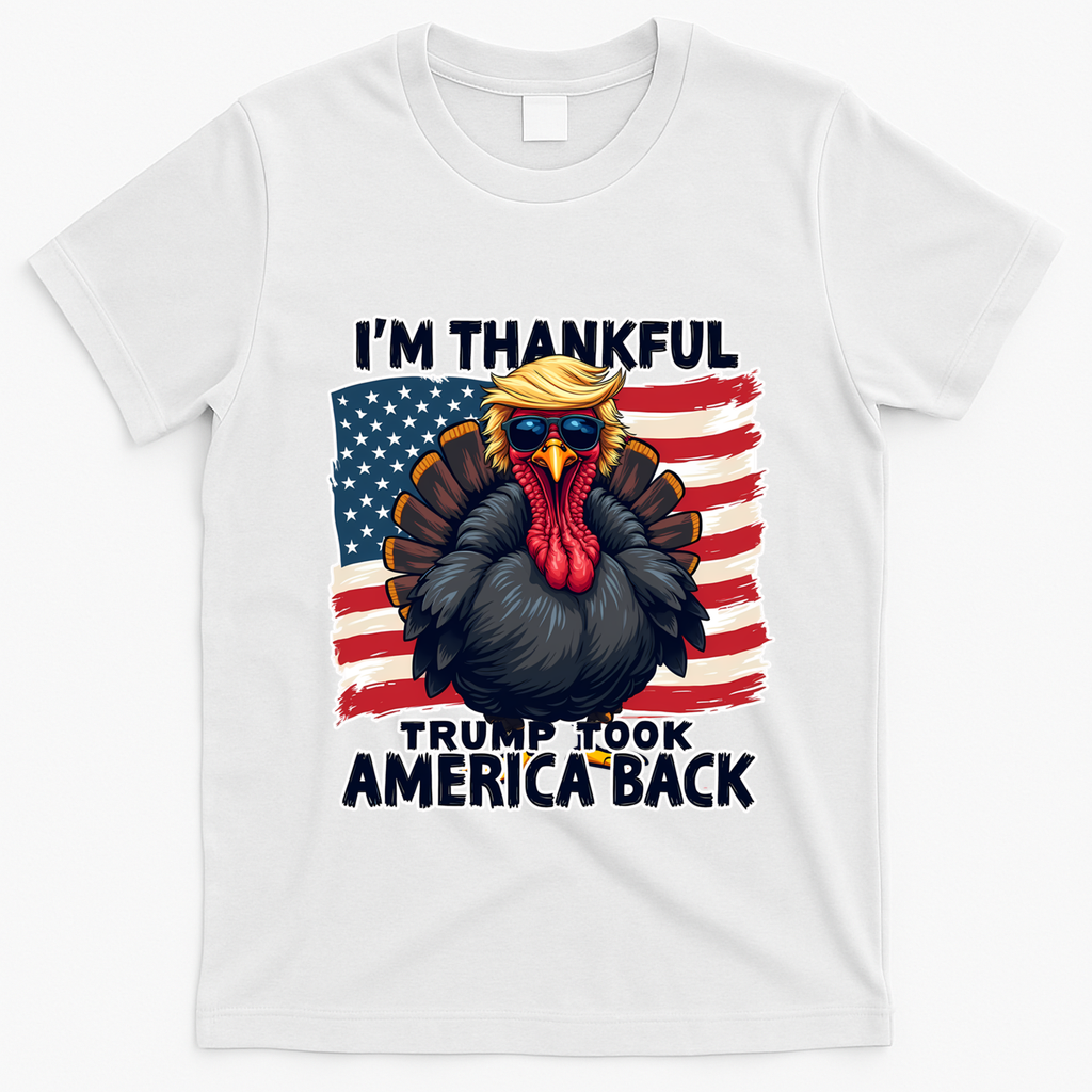 Make Thanksgiving Great Again Funny Turkey Trump American Gift T-Shirt - White