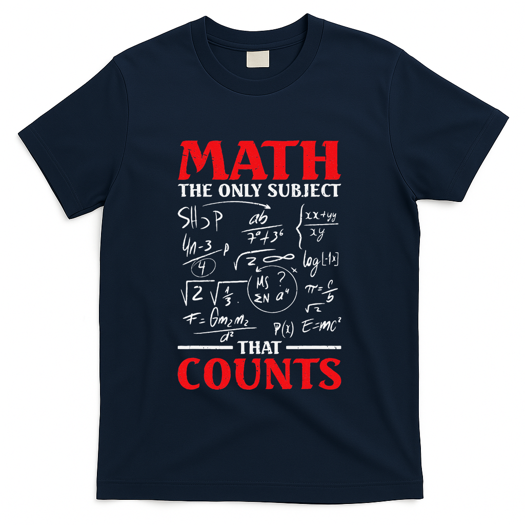 Math Teacher Math The Only Subject That Counts T-Shirt - Navy