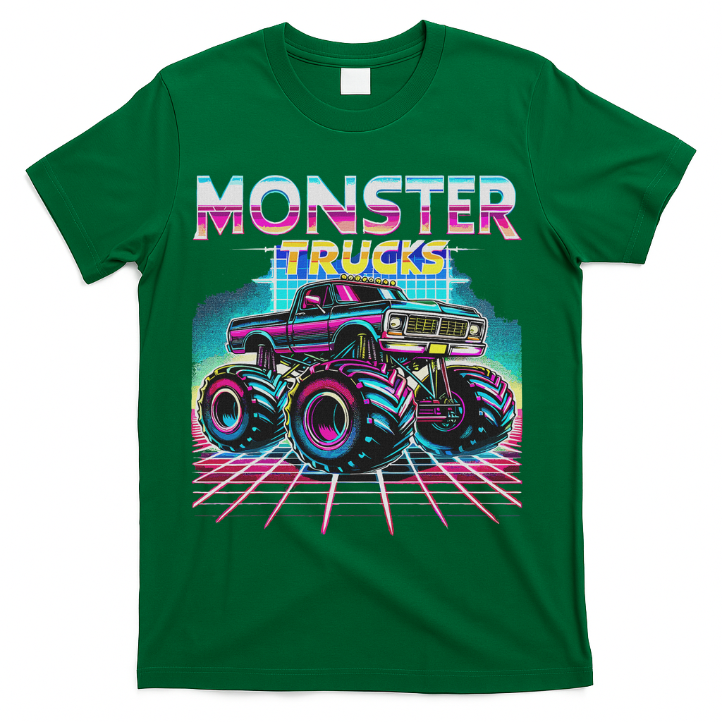 Monster Truck Retro Monster Trucks T-Shirt - Green