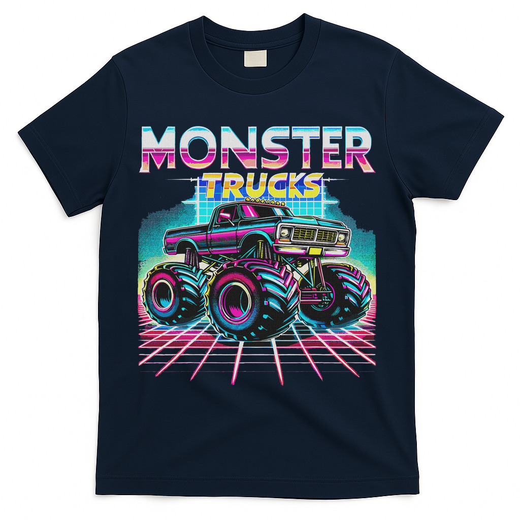 Monster Truck Retro Monster Trucks T-Shirt - Navy