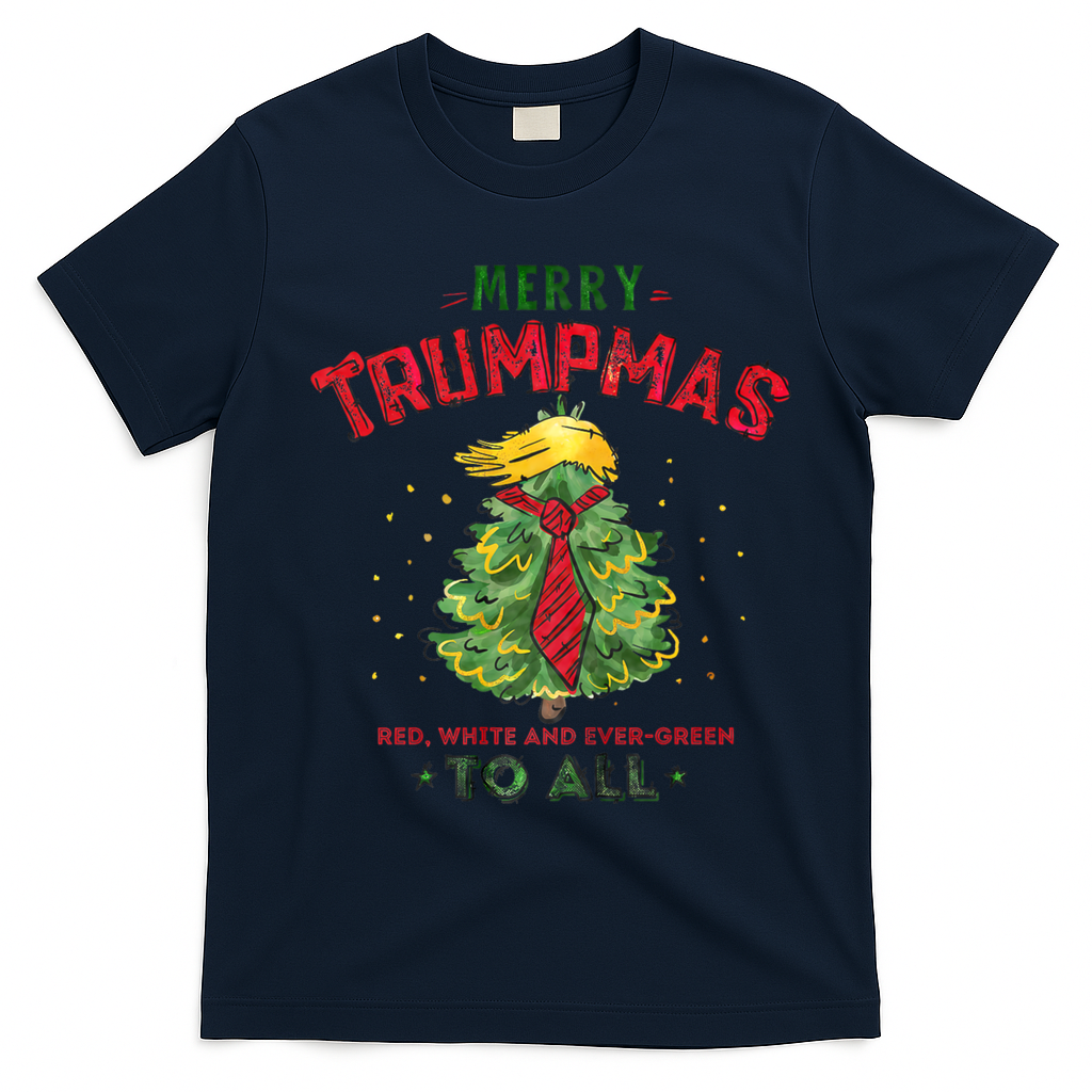 Merry Trumpmas Santa Trump Christmas T-Shirt - Navy Blue