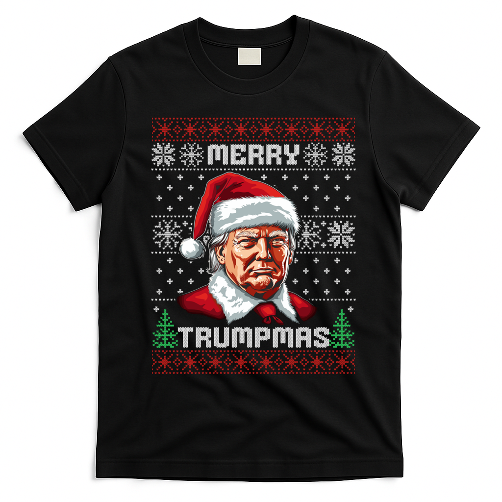 Merry Trumpmas Santa Trump Christmas Vintage Ugly Gift T-Shirt - Black