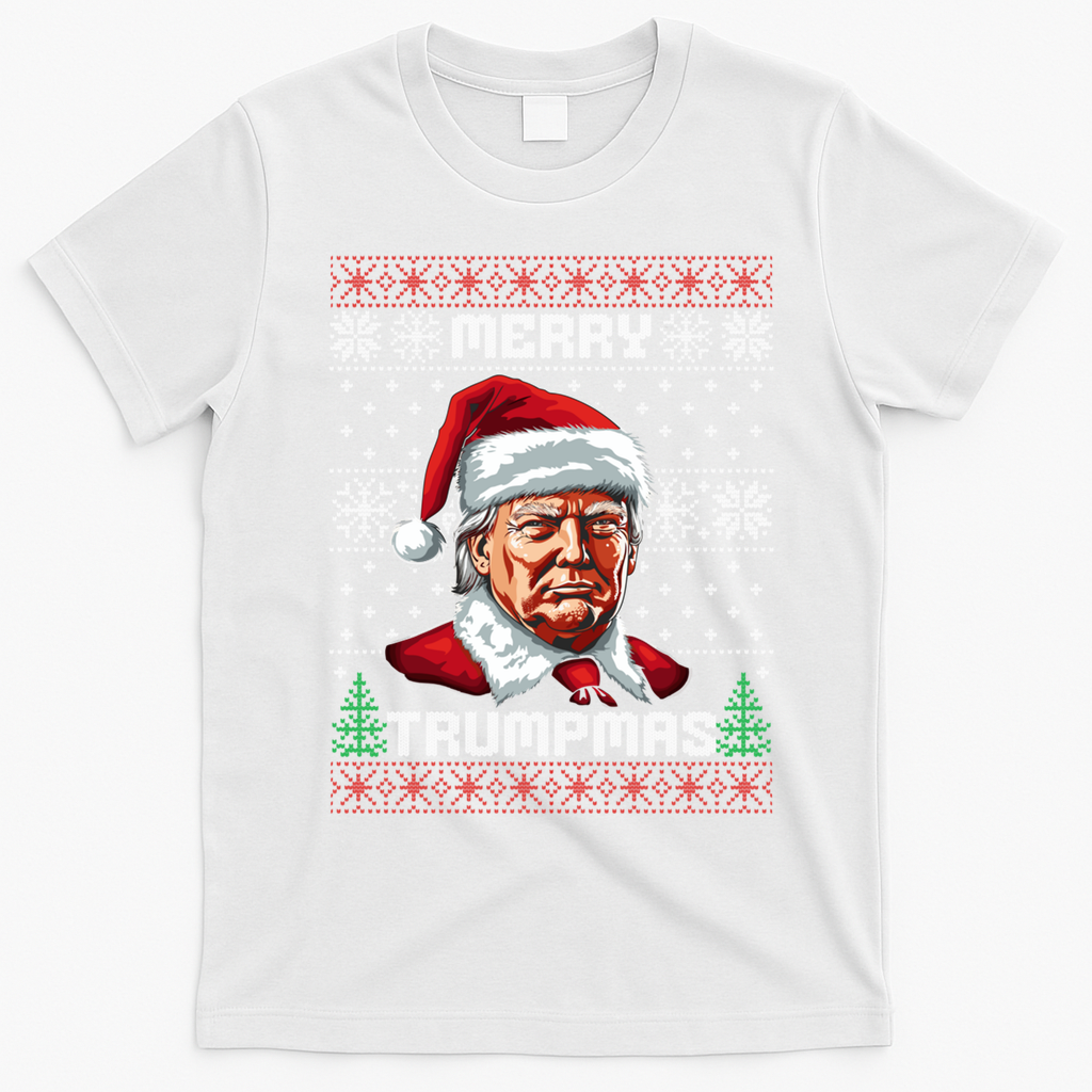 Merry Trumpmas Santa Trump Christmas Vintage Ugly Gift T-Shirt - White
