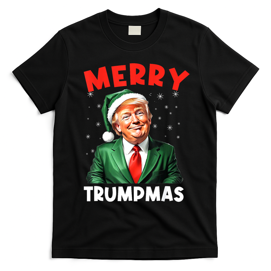 Merry Trumpmas Trump Christmas Santa Hat Gift T-Shirt - Black