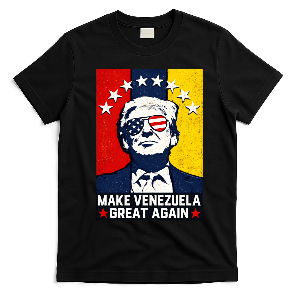 Make Venezuela Great Again Funny Donald Trump T-Shirt - Black