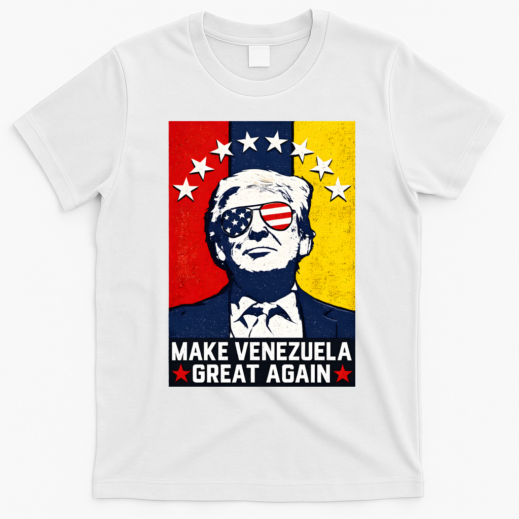 Make Venezuela Great Again Funny Donald Trump T-Shirt - White