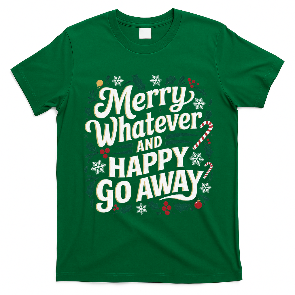 Merry Whatever And Happy Go Away Christmas Funny Quote T-Shirt - Irish Green
