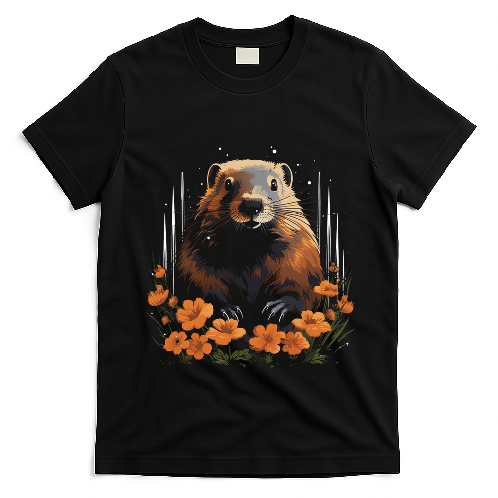 Marmot Wildlife Colorful Marmot Lover Wildlife Animal Gift T-Shirt - Black