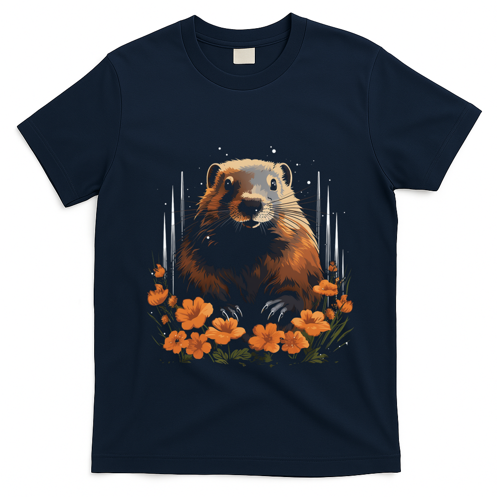 Marmot Wildlife Colorful Marmot Lover Wildlife Animal Gift T-Shirt - Navy Blue