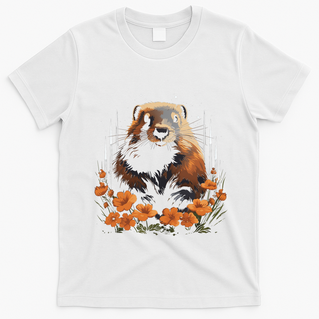 Marmot Wildlife Colorful Marmot Lover Wildlife Animal Gift T-Shirt - White