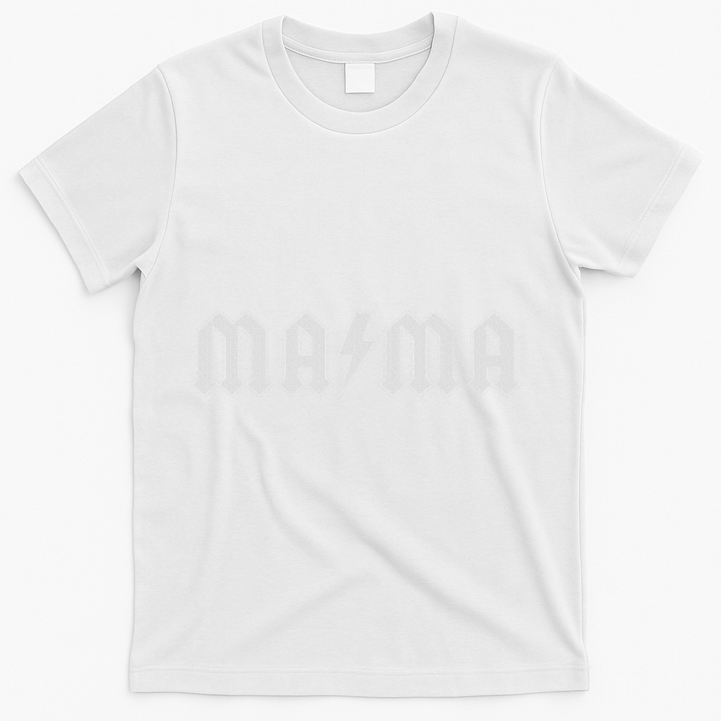 Mama With Lightning Bolt Rock And Roll Mom T-Shirt - White