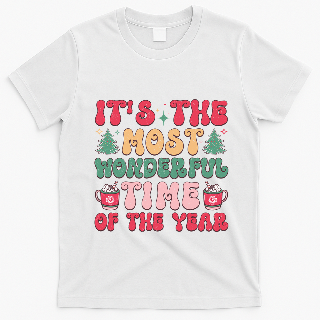 Most Wonderful Time Of The Year Festive Graphic T-Shirt - White