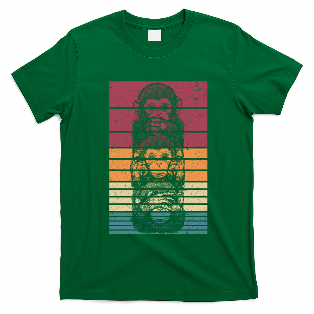 Monkey Zoo Animal Banana Retro Monkey Gift T-Shirt - Irish Green