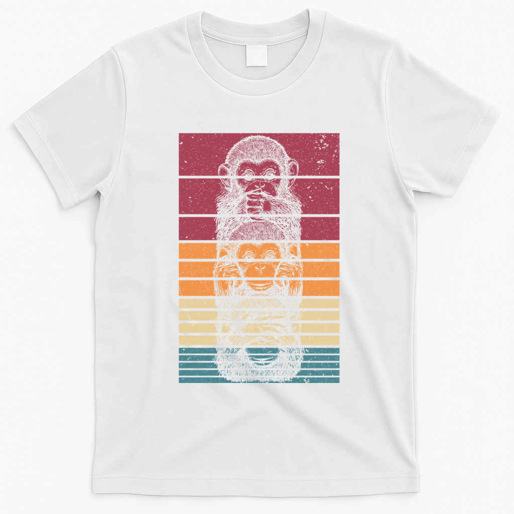 Monkey Zoo Animal Banana Retro Monkey Gift T-Shirt - White