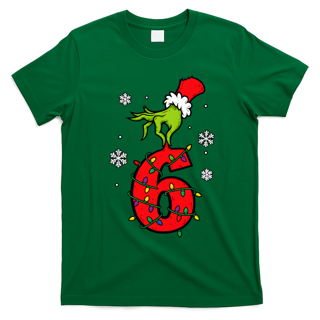 Number 6 Matching 67 Meme 6-7 Family Christmas T-Shirt - Irish Green