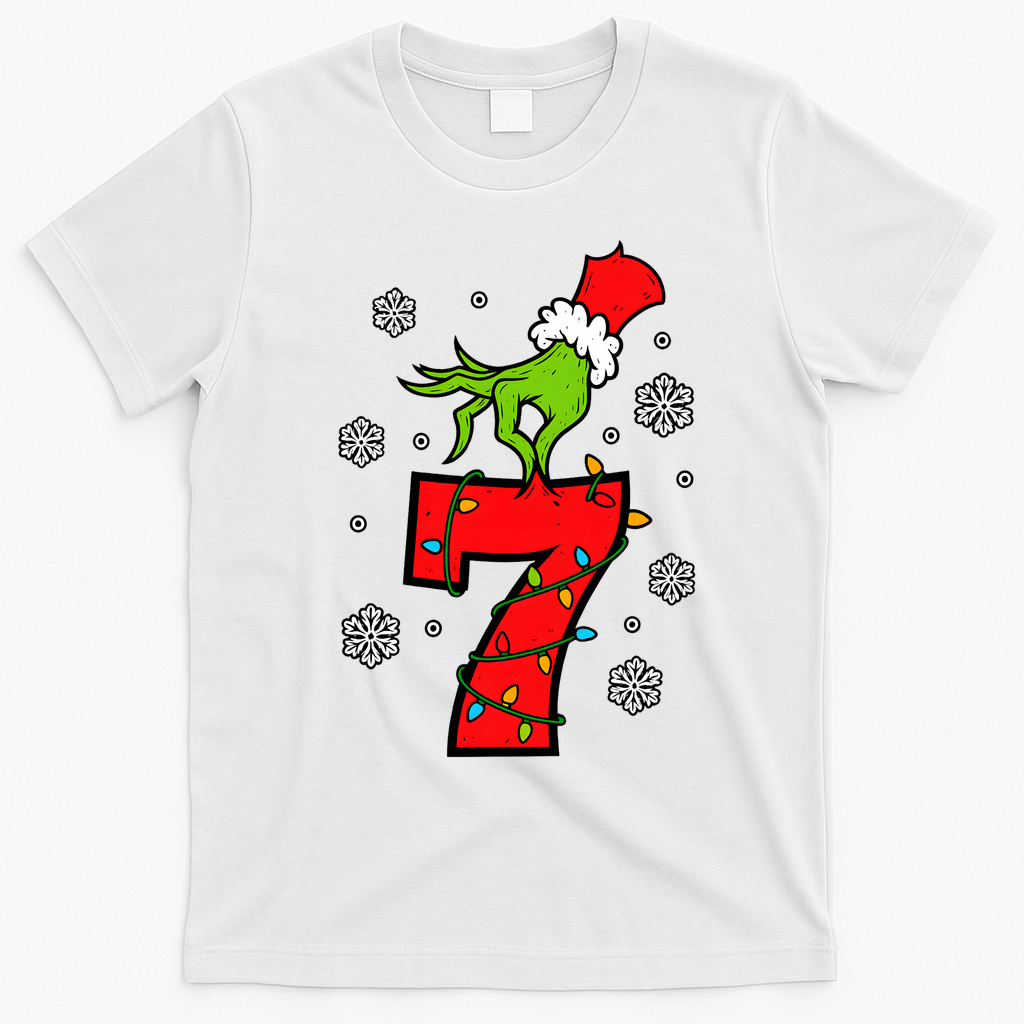 Number 7 Matching 67 Meme 6-7 Family Christmas T-Shirt - White