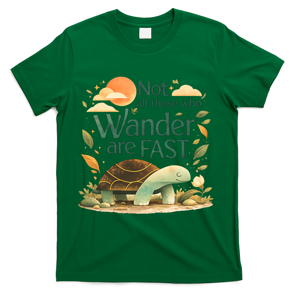 Not All Those Who Wander Are Fast Turtle T-Shirt - Green