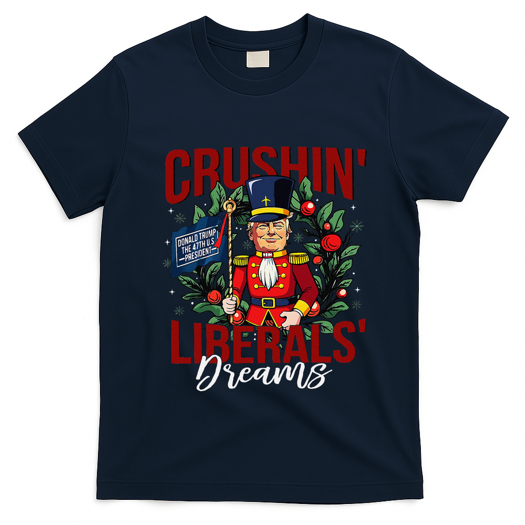Nutcracker Donald Trump The 47th President Funny Humor Xmas T-Shirt - Navy Blue