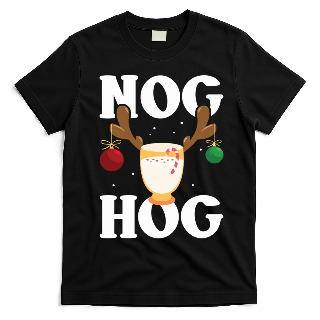 Nog Hog National Eggnog Day Egg Nog Christmas Holiday Great Gift T-Shirt - Black