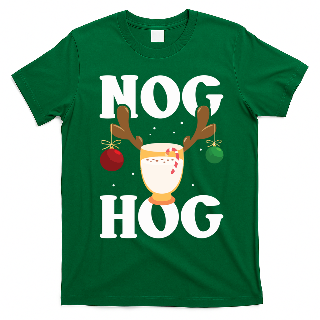 Nog Hog National Eggnog Day Egg Nog Christmas Holiday Great Gift T-Shirt - Irish Green