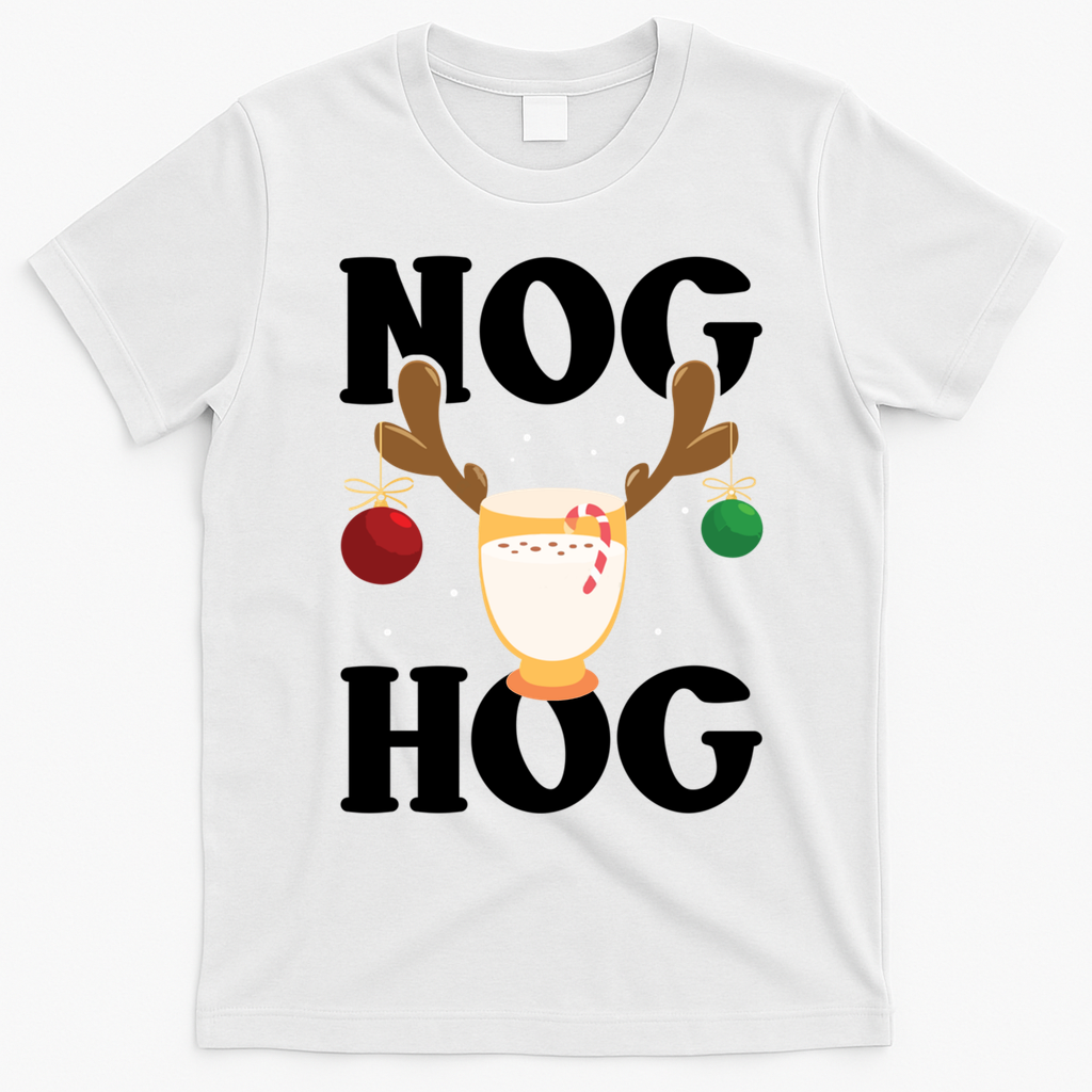 Nog Hog National Eggnog Day Egg Nog Christmas Holiday Great Gift T-Shirt - White