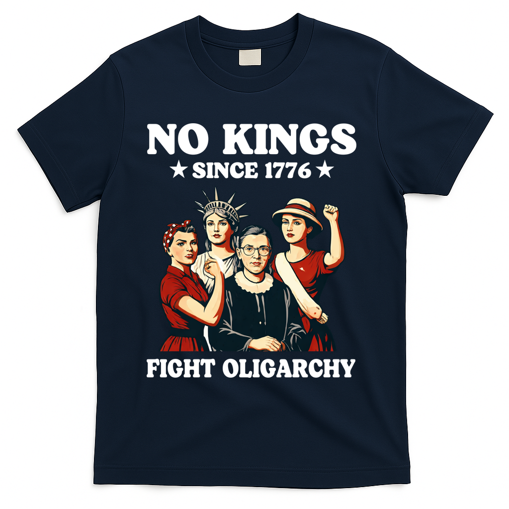 No Kings Fight Oligarchy T-Shirt - Navy