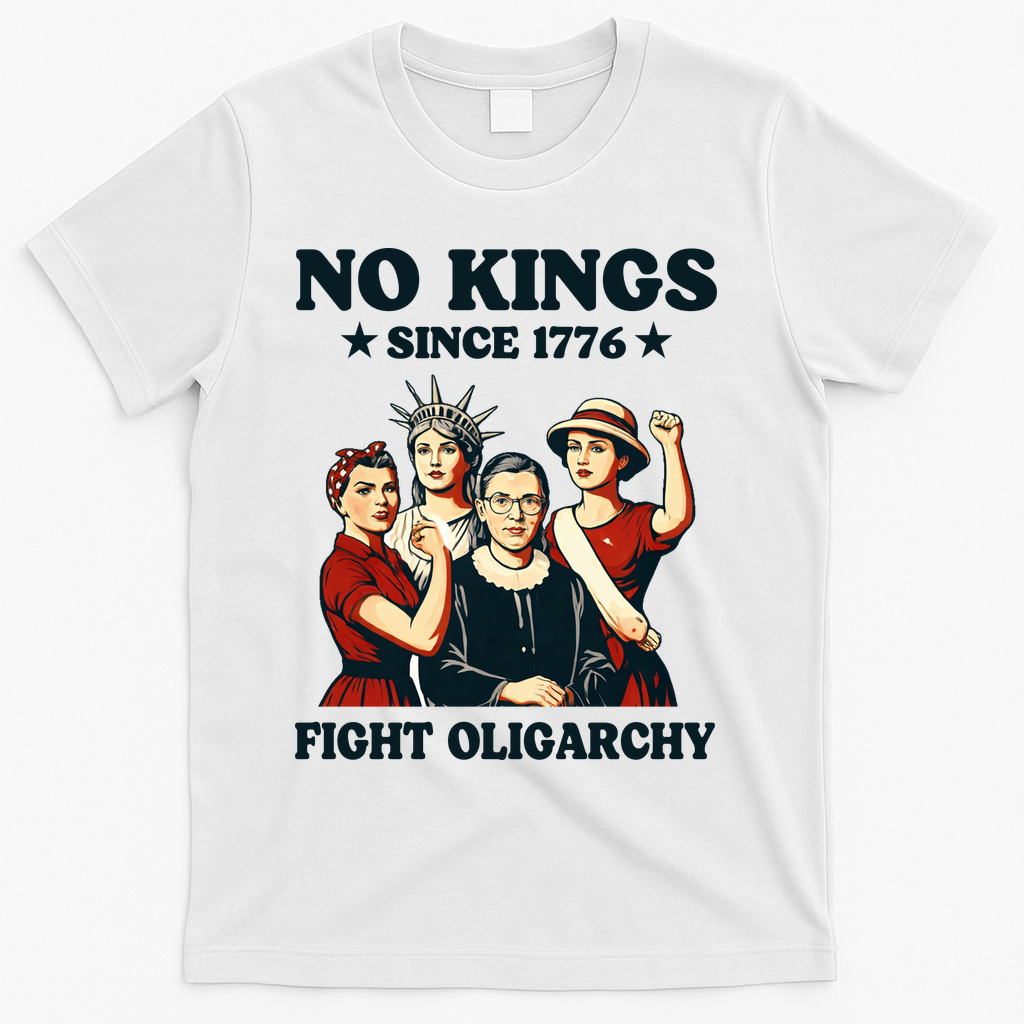 No Kings Fight Oligarchy T-Shirt - White