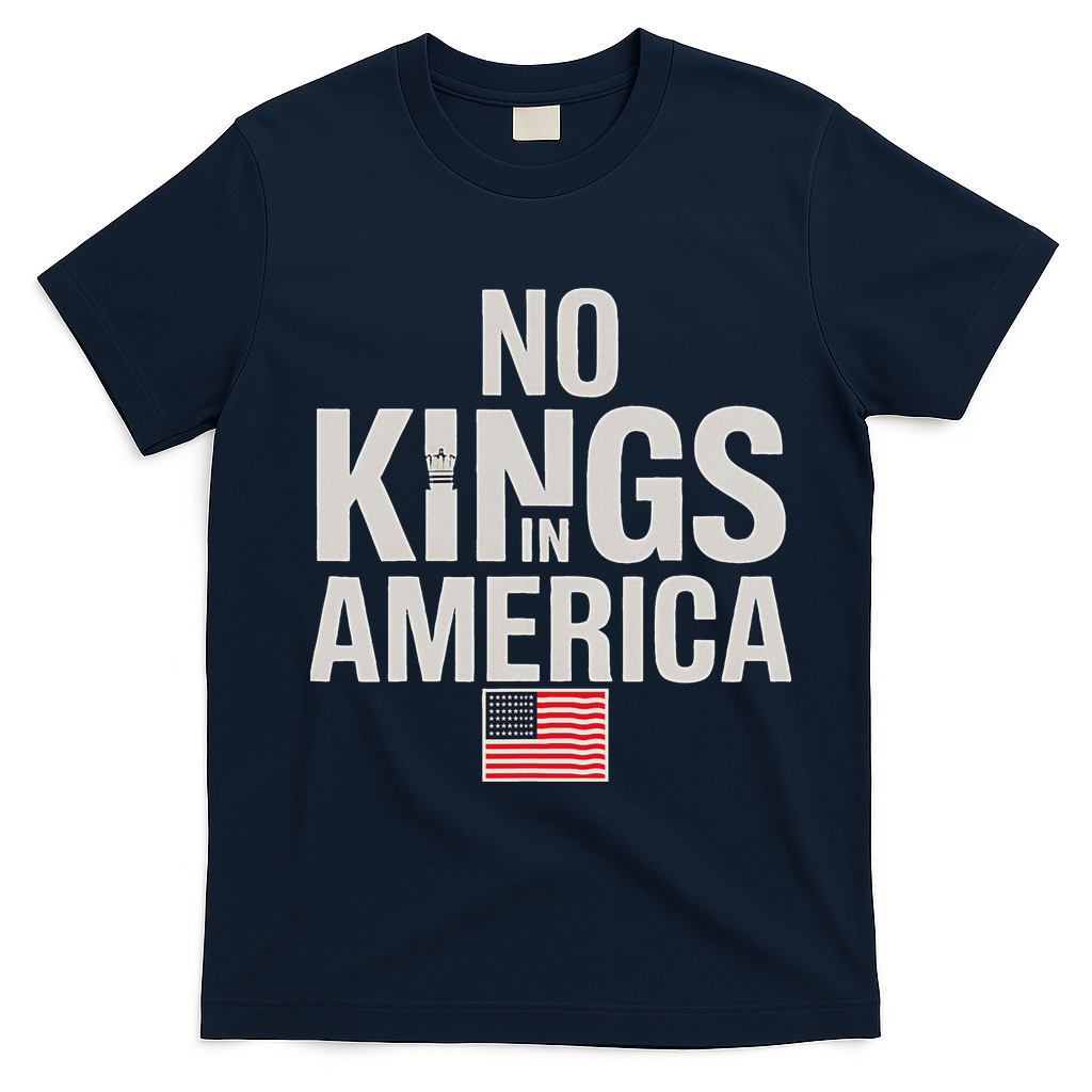 No Kings In America Democracy Anti Trump America No King T-Shirt - Navy Blue