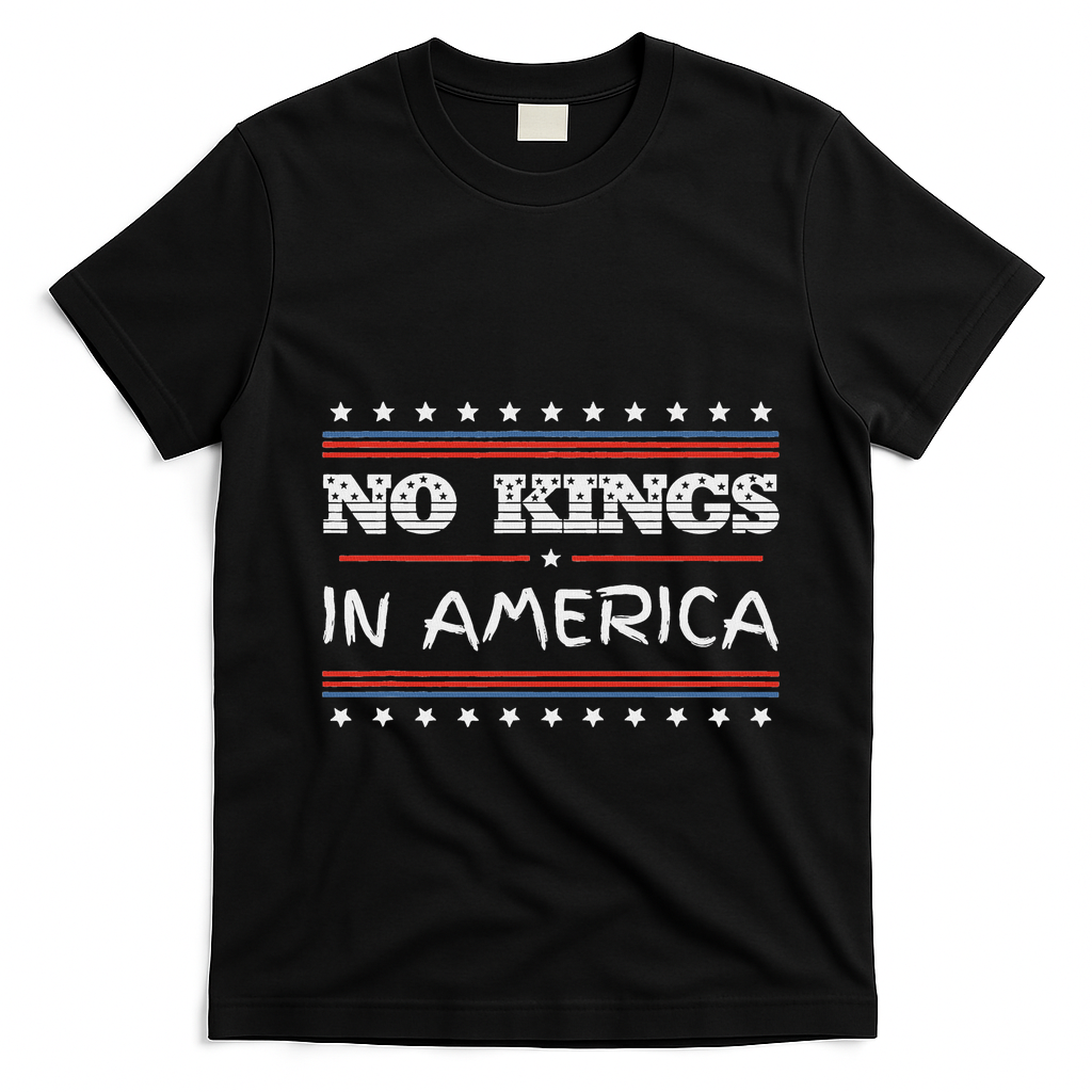 No Kings In America Save Democracy I Dissent Anti Trump Flag T-Shirt - Black