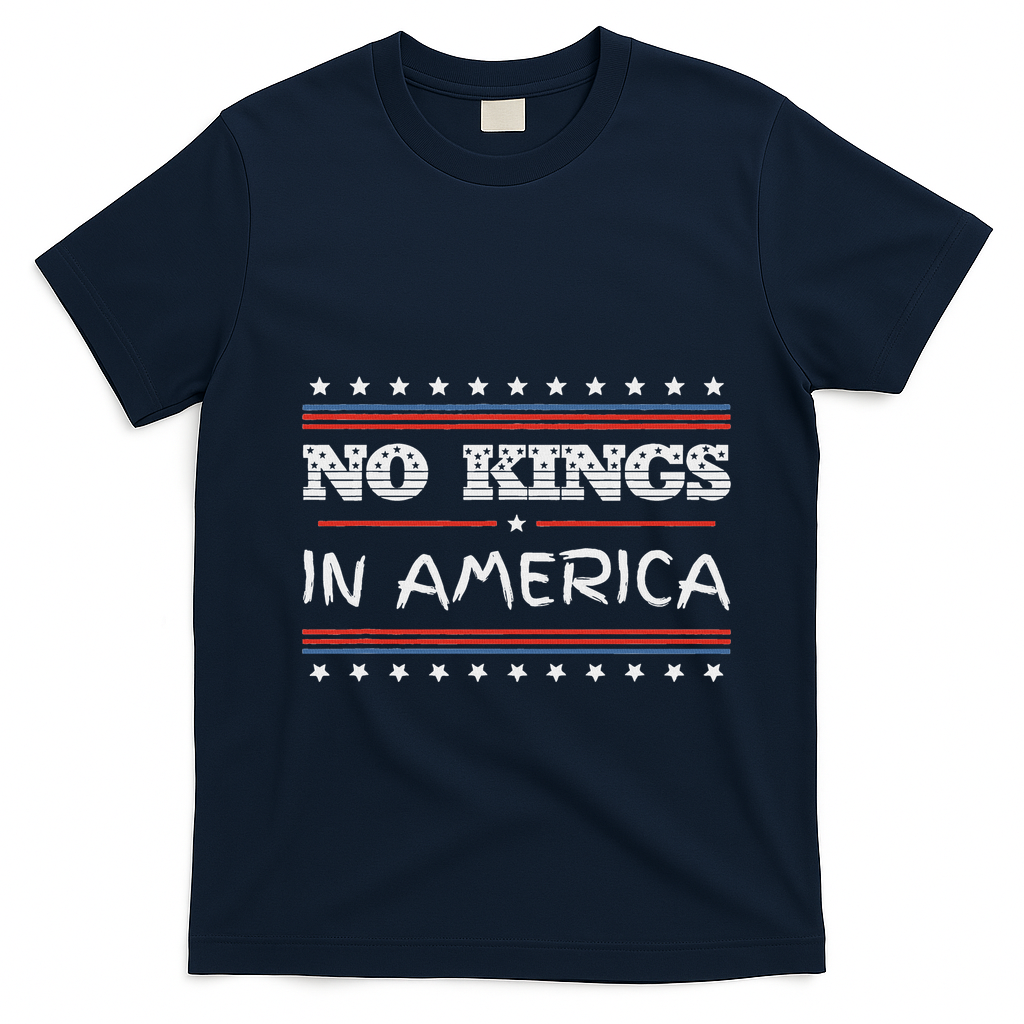 No Kings In America Save Democracy I Dissent Anti Trump Flag T-Shirt - Navy Blue