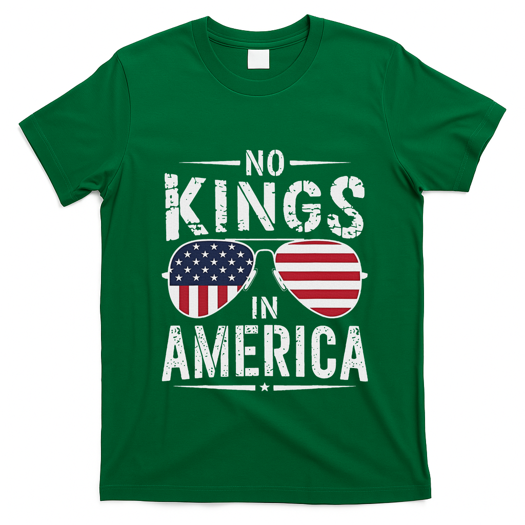 No Kings In America Sunglasses Us Flag Funny Anti Trump T-Shirt - Irish Green