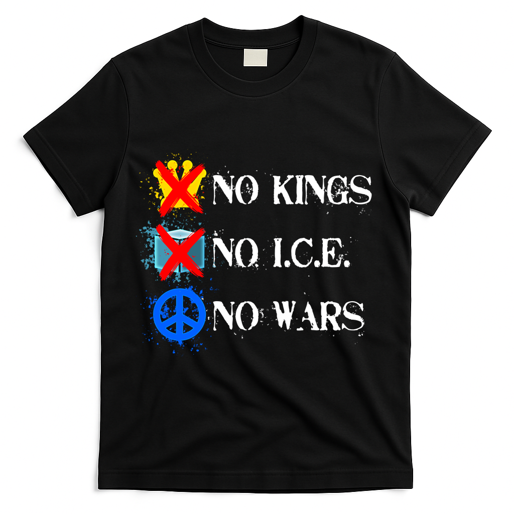 No Kings No I.C.E. No Wars T-Shirt - Black