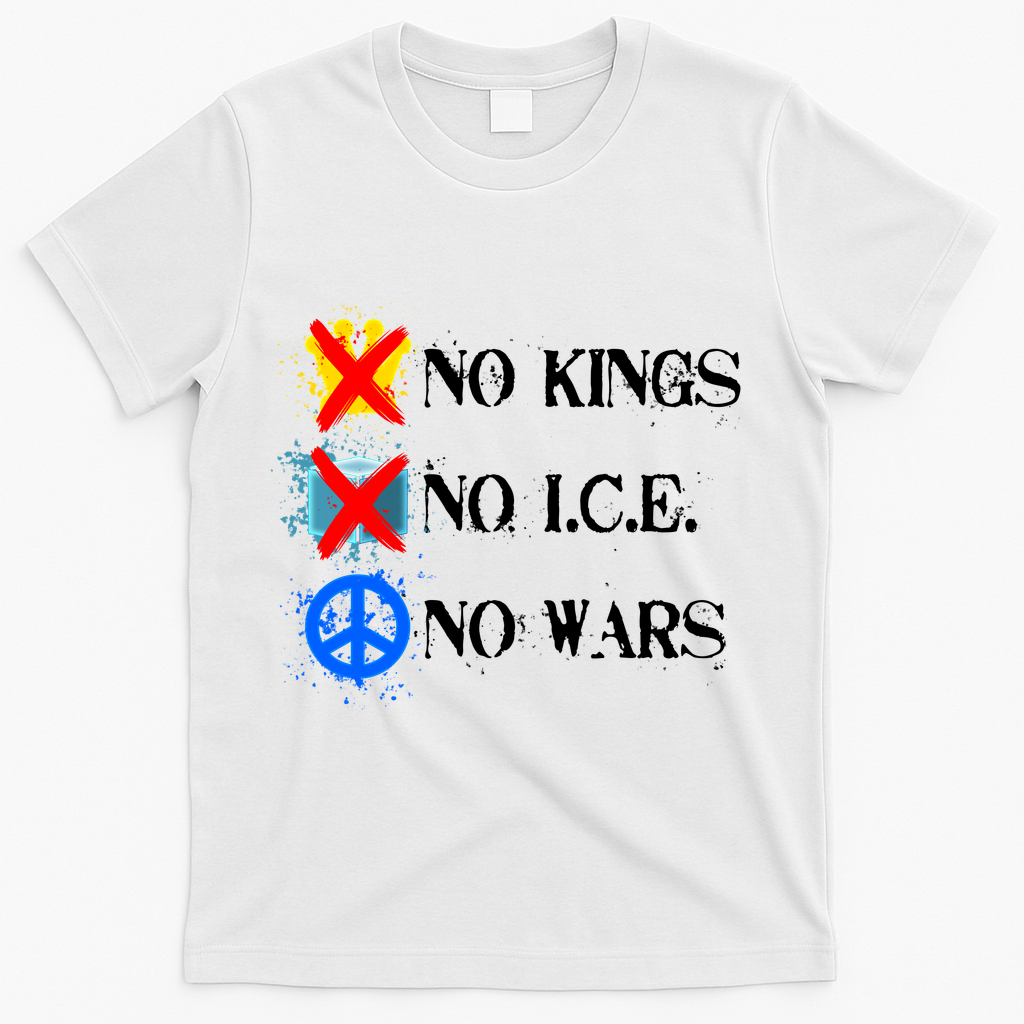 No Kings No I.C.E. No Wars T-Shirt - White