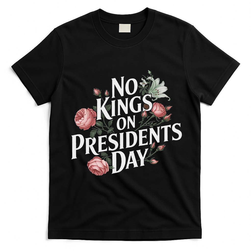 No Kings On Presidents Day Retro Anti Trump Subtle Protest T-Shirt - Black