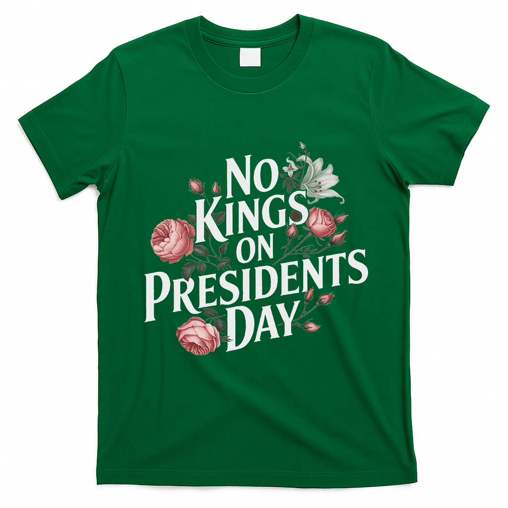 No Kings On Presidents Day Retro Anti Trump Subtle Protest T-Shirt - Irish Green