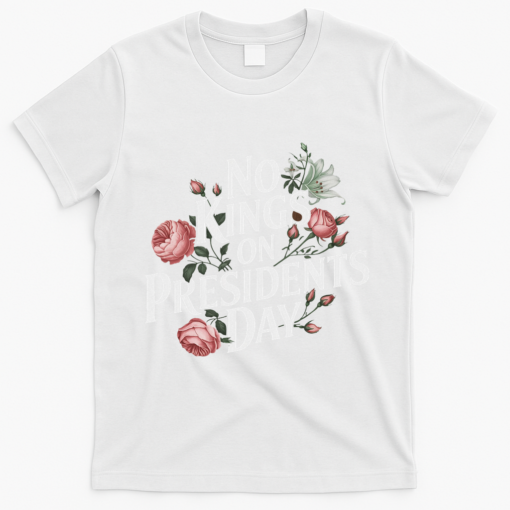 No Kings On Presidents Day Retro Anti Trump Subtle Protest T-Shirt - White